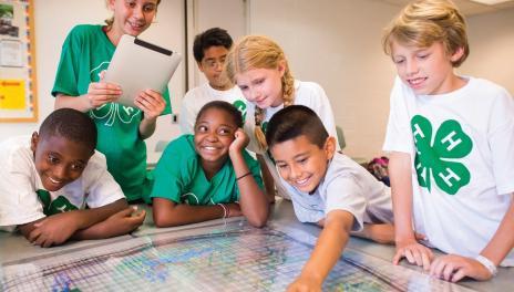 children participating in a map activity